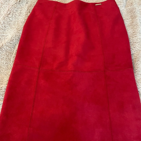 Red Stretch Faux Suede skirt.  Polyester/spandex Material. - Picture 1 of 3